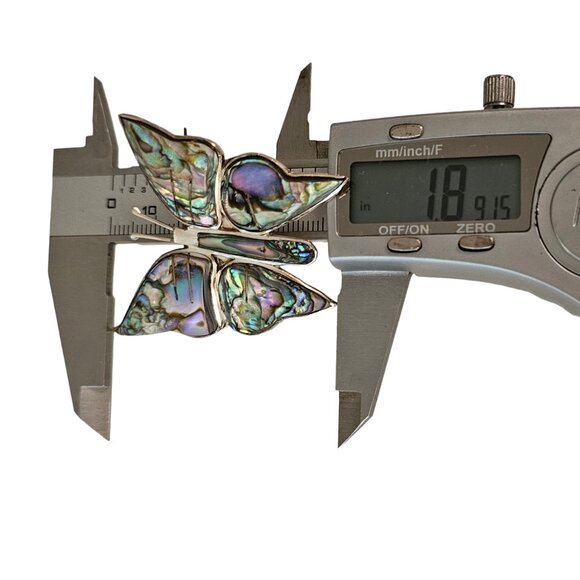 Sterling Silver Mexico Abalone Inlay Butterfly Brooch Pin L289 - Picture 7 of 8